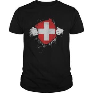 Blood Insides Switzerland Flag Artistic Country T-Shirt